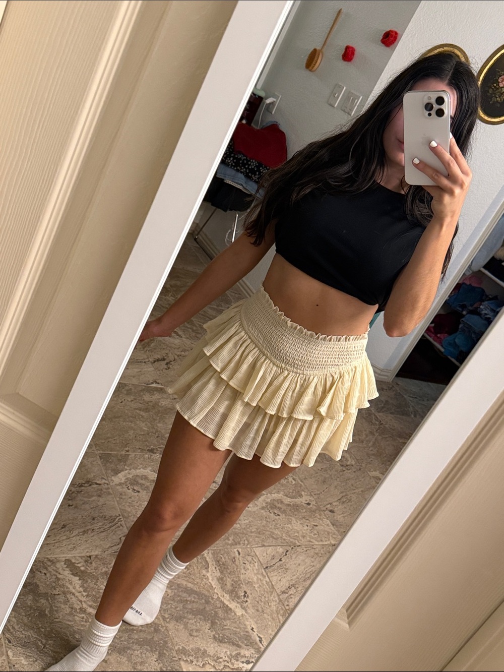 Elegant Cream Ruffled Skirt